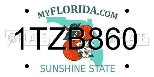 1TZB860 Florida License Plate