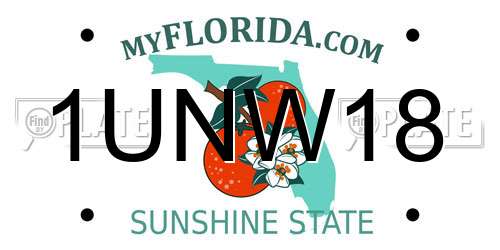 1UNW18 Florida License Plate