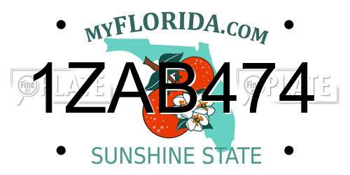 1ZAB474 Florida License Plate