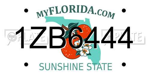 1ZB6444 Florida License Plate