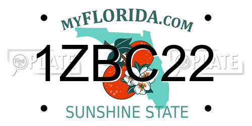 1ZBC22 Florida License Plate