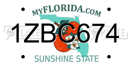 1ZBC674 Florida License Plate