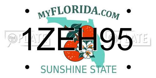 1ZEH95 Florida License Plate