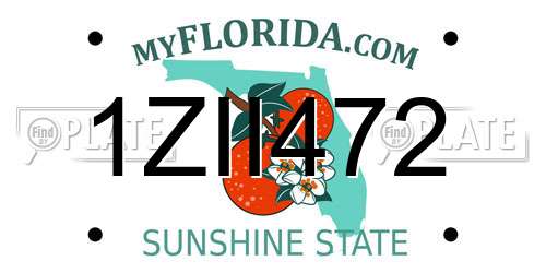 1ZII472 Florida License Plate