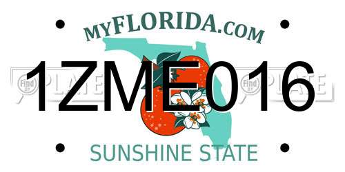 1ZME016 Florida License Plate