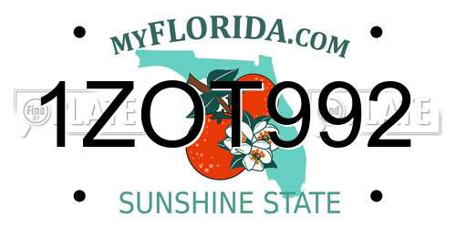1ZOT992 Florida License Plate