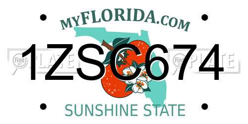 1ZSC674 Florida License Plate