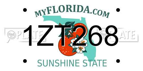 1ZT268 Florida License Plate