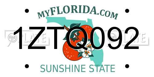 1ZTQ092 Florida License Plate