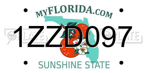 1ZZD097 Florida License Plate