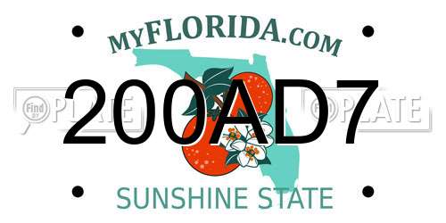 200AD7 Florida License Plate