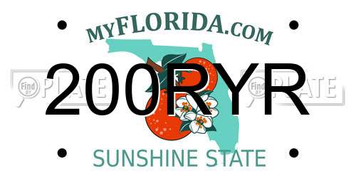 200RYR Florida License Plate
