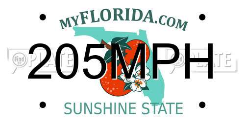 205MPH Florida License Plate