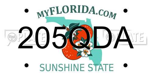 205QDA Florida License Plate