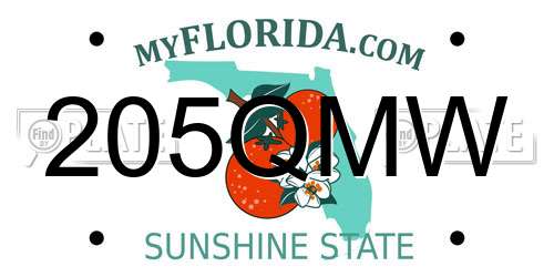 205QMW Florida License Plate