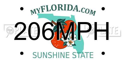 206MPH Florida License Plate