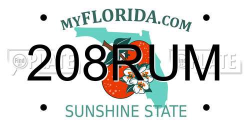 208RUM Florida License Plate