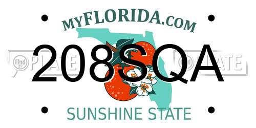 208SQA Florida License Plate
