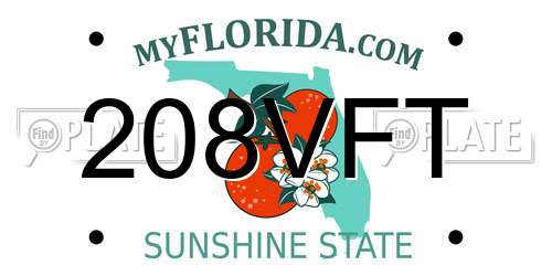 208VFT Florida License Plate