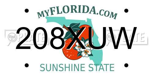 208XUW Florida License Plate
