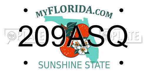 209ASQ Florida License Plate