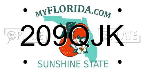 209QJK Florida License Plate