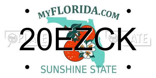 20EZCK Florida License Plate