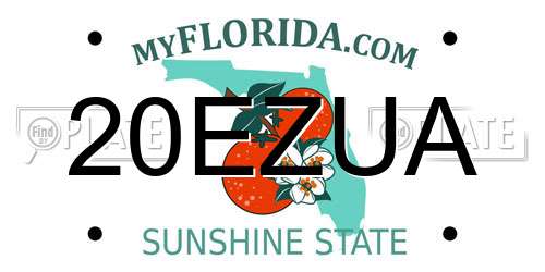20EZUA Florida License Plate