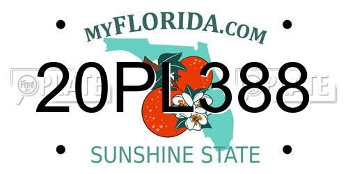 20PL388 Florida License Plate