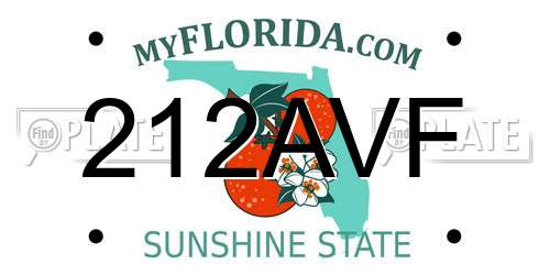212AVF Florida License Plate