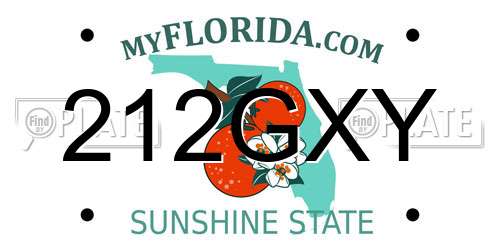 212GXY Florida License Plate