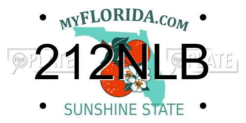 212NLB Florida License Plate