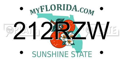 212RZW Florida License Plate