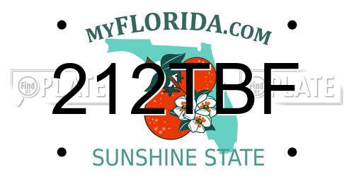 212TBF Florida License Plate