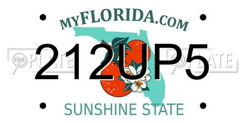 212UP5 Florida License Plate