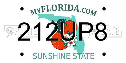 212UP8 Florida License Plate
