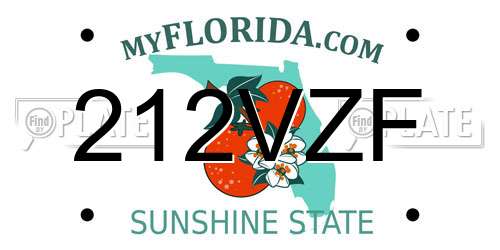 212VZF Florida License Plate
