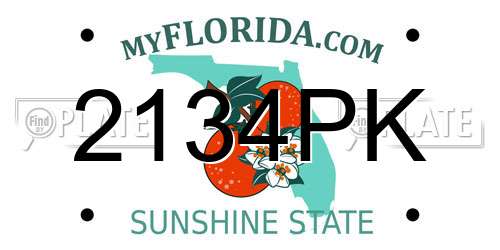 2134PK Florida License Plate