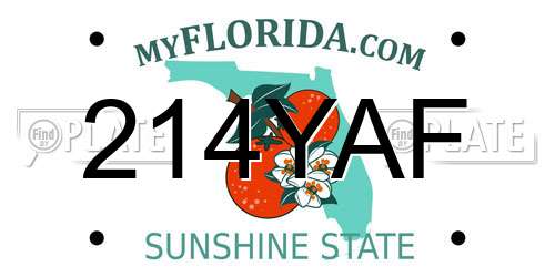 214YAF Florida License Plate