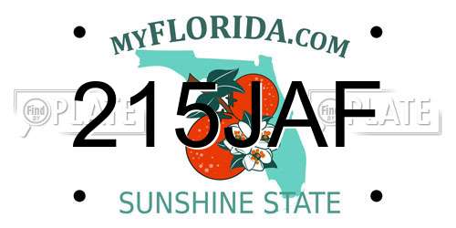 215JAF Florida License Plate