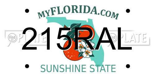 215RAL Florida License Plate