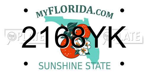 2168YK Florida License Plate