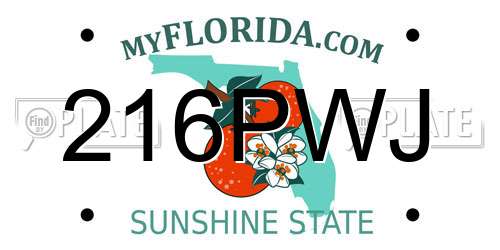 216PWJ Florida License Plate