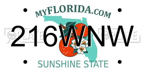 216WNW Florida License Plate
