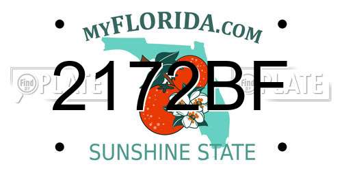2172BF Florida License Plate