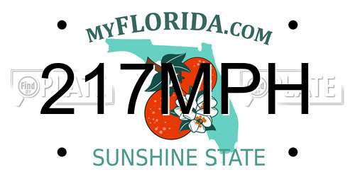217MPH Florida License Plate