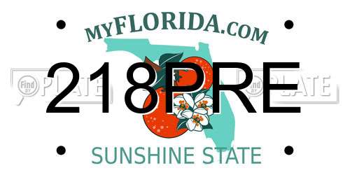 218PRE Florida License Plate