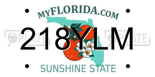 218YLM Florida License Plate
