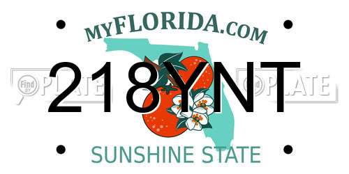 218YNT Florida License Plate