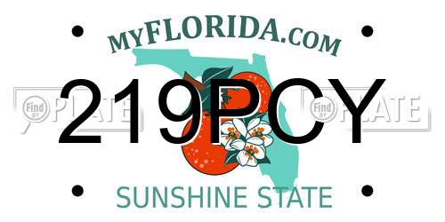 219PCY Florida License Plate